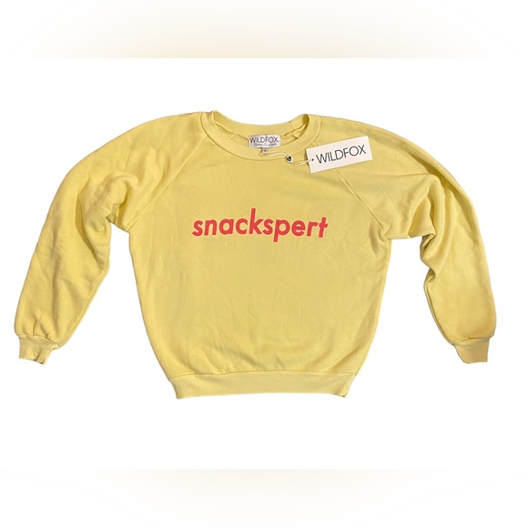 Wildfox Sweaters - NWT! Wildfox Sweatshirt pullover “SNACKSPERT” Yellow Women’s Size small